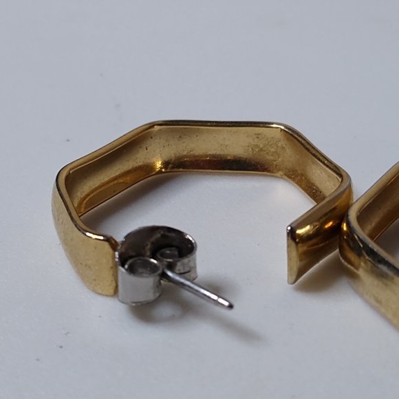 Vintage Pentagon Metal Hoop Earrings - Picture 7 of 15